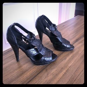 Black high heel shoe